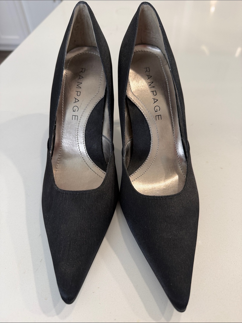 Rampage Black Pointed Satin Pumps